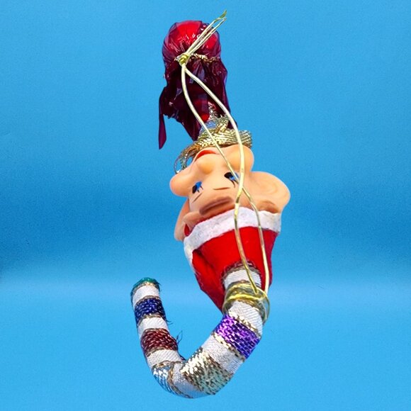 Vintage 1950s Japan Pixie Elf Lollipop Ornament Rubber Head Candy Cane Hat - Picture 6 of 11